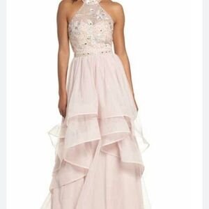 Sequin Hearts Blush Halter Prom Dress Gown
